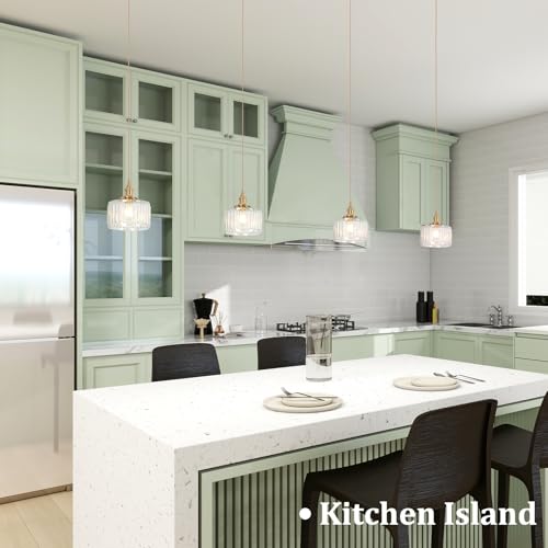 Shenmoyl Pendant Light 2 Pack with Clear Striped Glass Lmapshade,