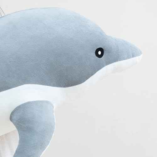 Giant Dolphin Plush Toy, Soft Whale Hugging Pillow Stuffed Dolphin Pillow for Children Girls (Gray, 70cm/27.55inch)
