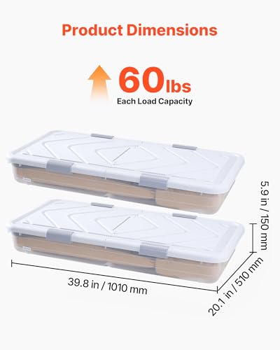VEVOR Under Bed Storage with Wheels, 39.8 x 20.1 5.9 inch Underbed