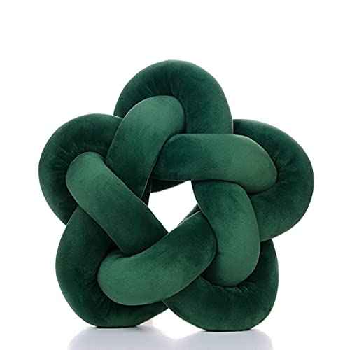 Knot Plush Throw Pillow Kids Handmade Knotted Star Pillow Soft Sofa Lumbar Cushion Stuffed Cushion Home Office Children Room Decor, Emerald Green