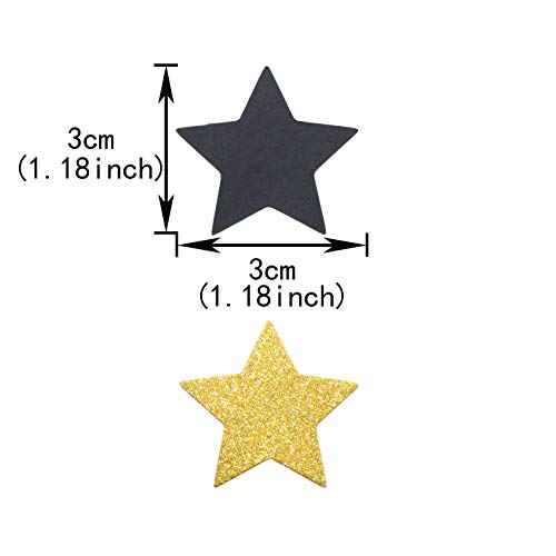 Glitter Five Stars Table Confetti Decor - Black Gold Wild One 1st Birthday Graduation Party Twinkle Stars Sequins Wedding New Years Sprinkles Decorations, 200pc