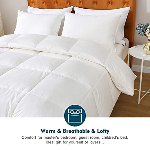 White Twin Medium-Weight Down Comforter - All-Season Organic Duvet Insert