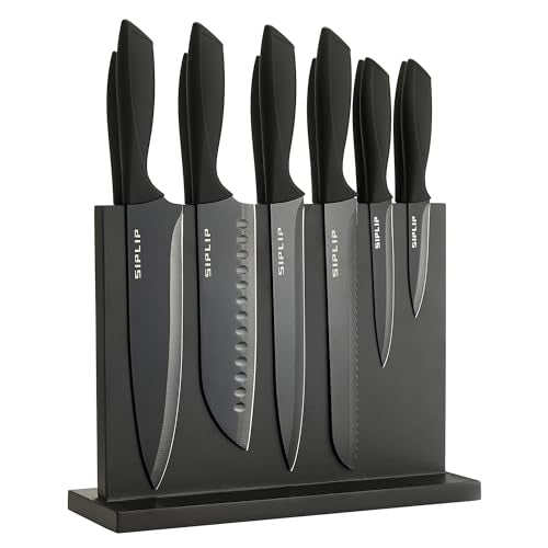 Black 15-Piece Kitchen Knife Set with Magnetic Holder - High Carbon Stainless Steel