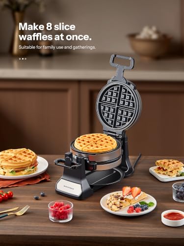 Double Belgian Waffle Maker 1400W Rotating Flip Iron Nonstick Plates