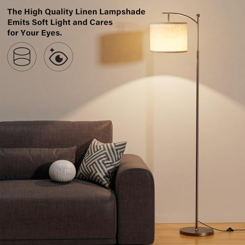 60-Inch Floor Lamp with Adjustable Shade & 3 Color Temperatures - Brown & Beige Variation