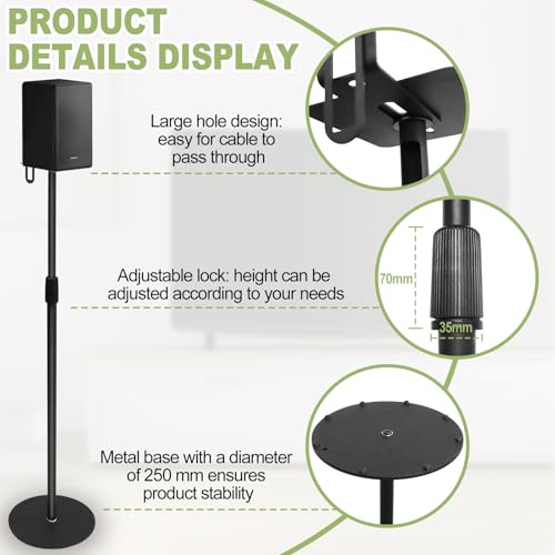 Adjustable Speaker Stands Pair for Surround Sound - 29.5 to 55.9 Inches, Supports 17 lbs