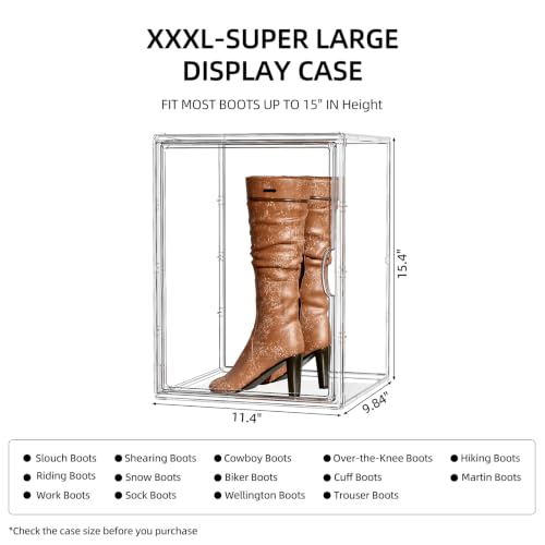 MSHOMELY 4 Pack Tall Boot Storage Organizer with Clear Magnetic Door, Stackable & Visibility
