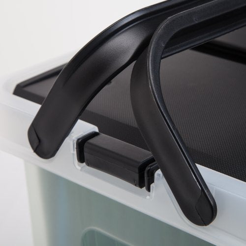 IRIS USA 4-Pack File Box Organizer with Wing Lid, Letter & Legal Size, 18 Qt Clear