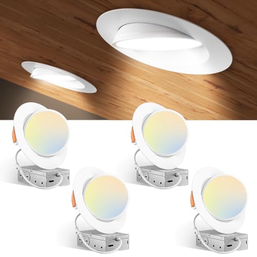 White 6-Inch Gimbal LED Recessed Ceiling Light 5CCT Adjustable Brightness