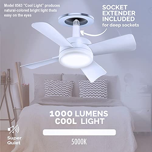 White 10-Inch Ceiling Fan with LED Light and Remote - Modern Fan for Bedroom & Living Room