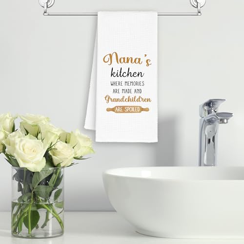 Spoiled Nana Kitchen Towels - Grandma Gifts for Mother's Day, Christmas, Rustic Farmhouse Decor, 16x24in Hand Towels