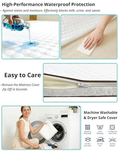 White Pack and Play Mattress Pad 38x26 Inch, 1.5 Inch Thick Baby Playpen Mattress