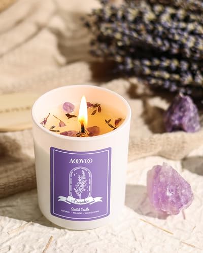 Lavender Candles Set - 28oz Aromatherapy Candle with Crystals Inside, Long-Lasting 200 Hours, Gift for Women & Moms - Variation of Lavender Candles / 28oz