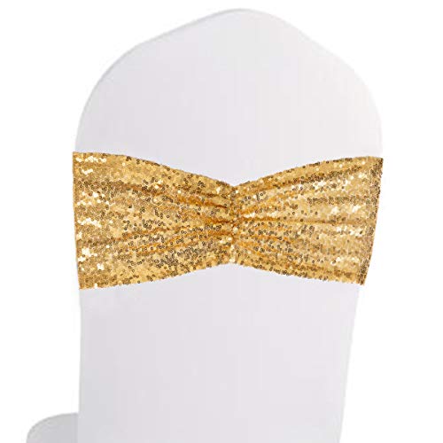 Gold Sequin Chair Sashes Set of 100 - Elegant Wedding & Party Decor
