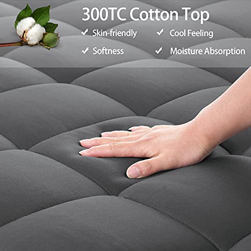 California King Mattress Pad Pillow Top - Dark Grey, Deep Pocket, 72x84"