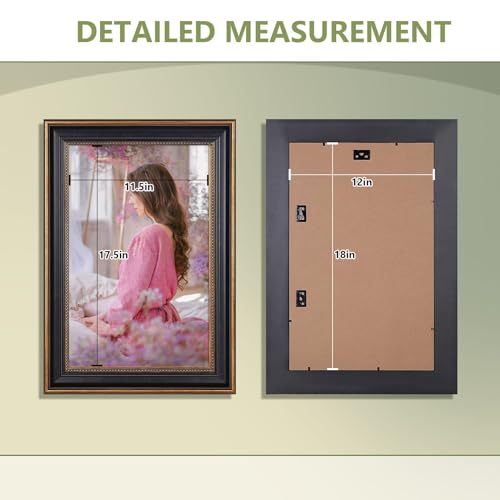 12x18 Ornate Gold & Black Picture Frame with Real Glass - Space Art Deco