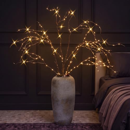 Maysing 2 Pack 47in Lighted Willow Branches with 150 LEDs - Brown Decor