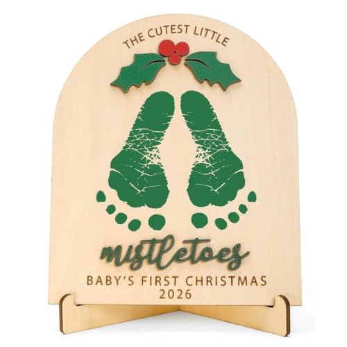 Baby's First Halloween Wooden Keepsake Sign - DIY Footprint Art, Nursery Wall Decor, Baby Xmas 1