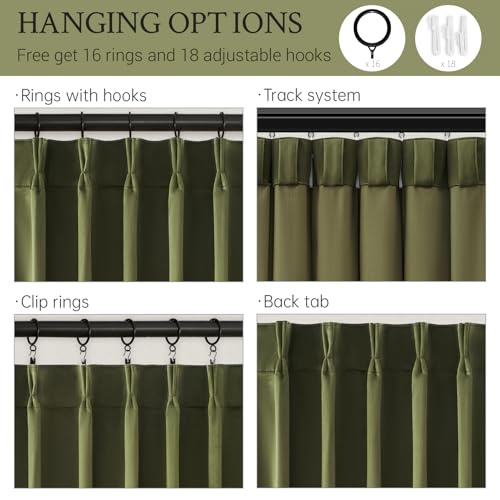 Drapenova Olive Green Velvet Blackout Curtains 2 Panels 40x84 Inches for Living Room & Bedroom