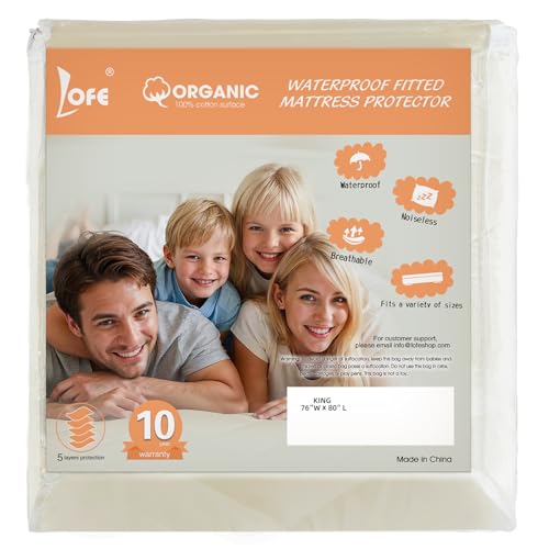 King Organic Waterproof Mattress Protector - 5-Sided Encasing, Breathable & Durable