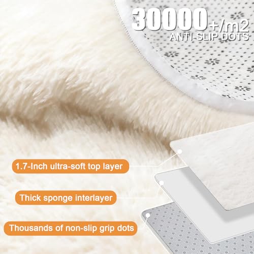 White 9x12 Shag Area Rug for Living Room & Bedroom - Ultra Soft Fluffy Furry Carpet