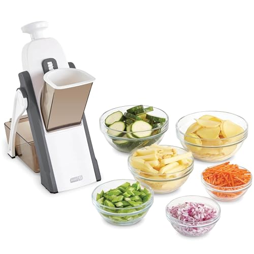 DASH Safe Slice® Mandoline Slicer Gray 30+ Presets, Foldable Food Prep Tool