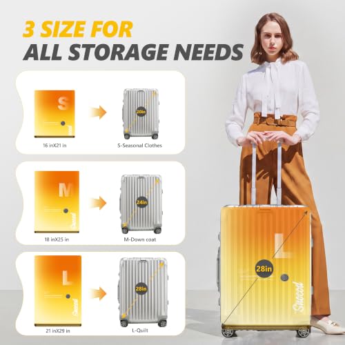 SNOCOD 15 White Travel Vacuum Storage Bags with Electric Pump - Space Saving Compression Set