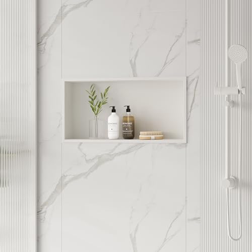 Neodrain 24x12-Inch Stainless Steel Shower Niche - White, Easy Install