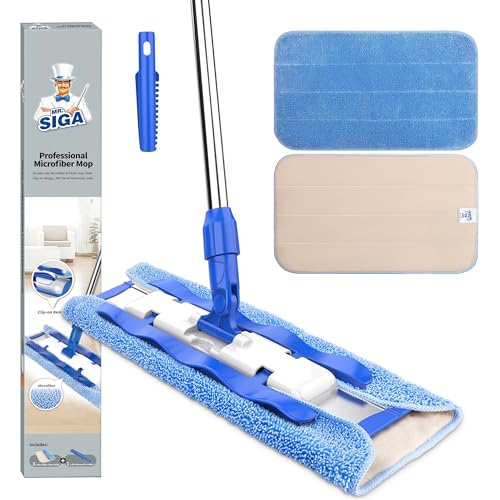MR.SIGA Microfiber Mop for Hardwood & Floor Cleaning - Blue