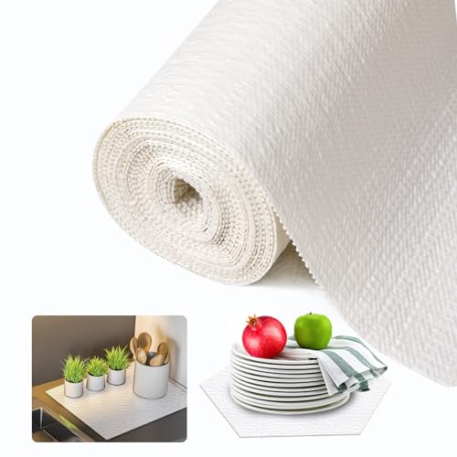 Beautysaid Non Slip White Shelf and Drawer Liner for Kitchen Cabinets - 23.6"W x 354"L