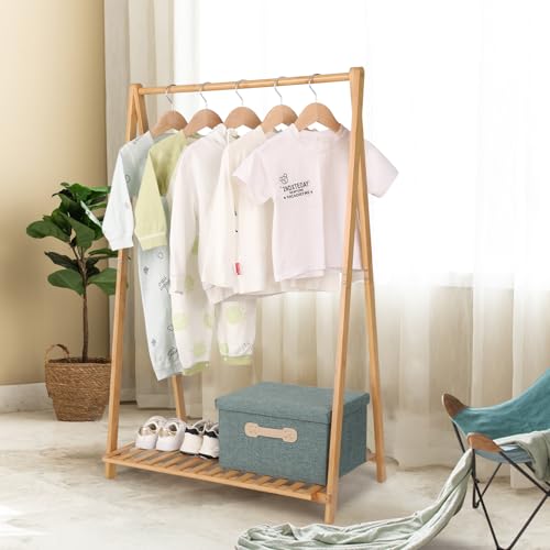 Jotsport 1 Tier Kids Clothing Rack - Foldable Child Garment Organizer for 3-6 Years