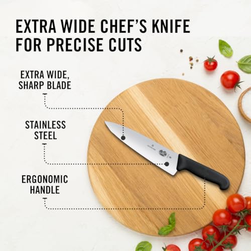 Victorinox Fibrox Pro 8 Inch Chef's Knife - Dishwasher Safe, Black, Ergonomic Handle