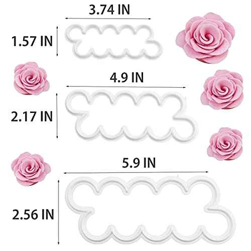 3Pcs Fondant Cutters for Edible Flowers Cake Decorations ? Easy-to-Use, Different Sizes Fondant Flower Cutter for Gumpaste Flowers ? Elegant Edible Rose Petals in Wedding Cakes and Desserts