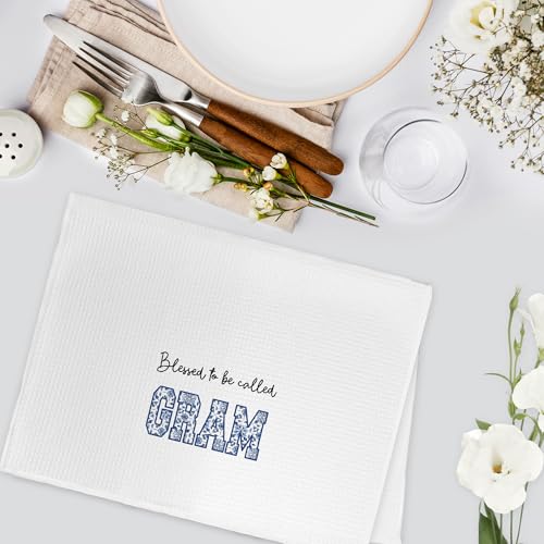 Gnmduw Gram Kitchen Towels for Grandma - Blessed Hand Dish Towels, 16x24 Inch Gift