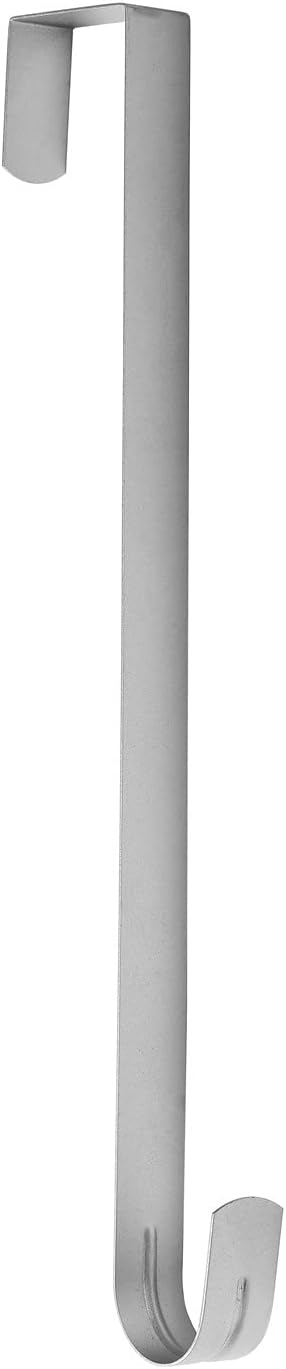 Sattiyrch 15" Wreath Hanger - Sturdy Steel Over The Door Hook for Front Door (Silver, 2 Pack)