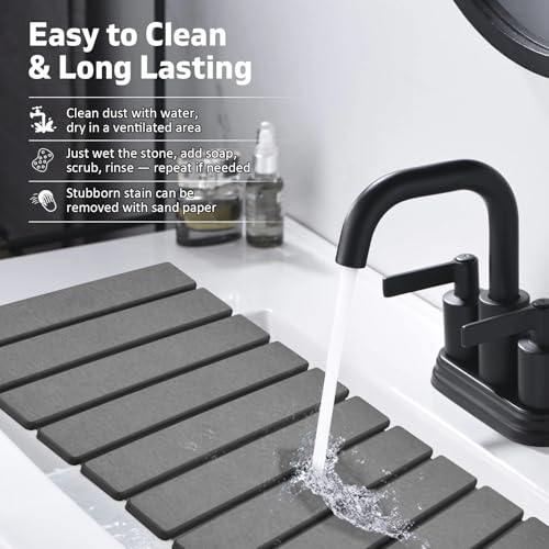 Diatomaceous Earth Dish Drying Mat - Foldable 24x16 Inches Gray, Super Absorbent Kitchen Counter Mat