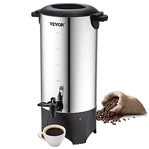 VEVOR 50-Cup Commercial Coffee Urn Stainless Steel Hot Beverage Dispenser 7.5L