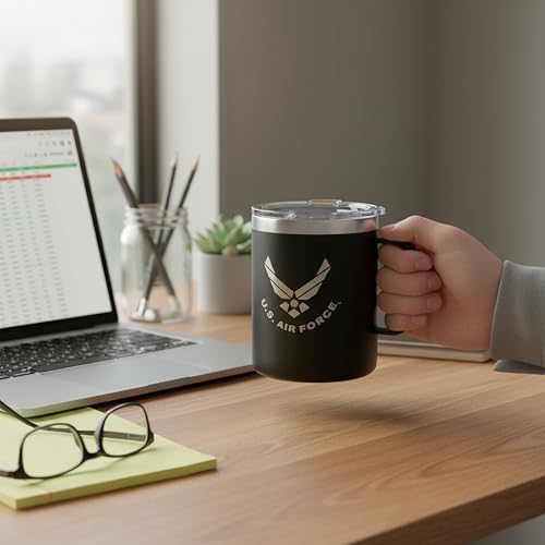 US Air Force 1947 12oz Vacuum Insulated Tumbler with Handle – Military Gift Shop USAF Design