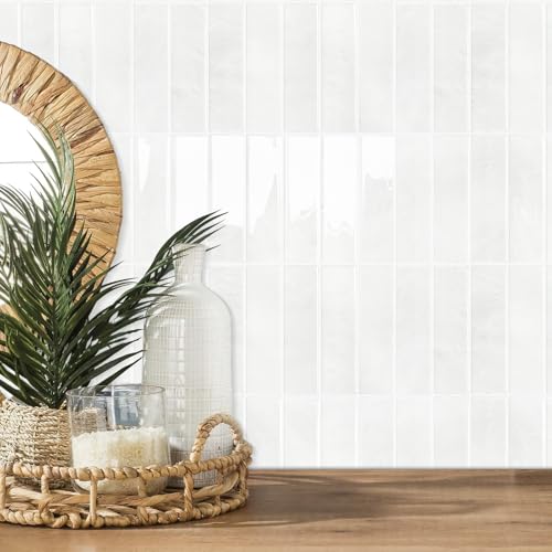 Peel and Stick Backsplash Tiles - Thicker Design for Wall Protection - Faux White Wall Variant