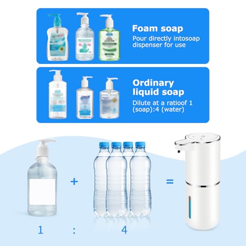 2 Pack Touchless Automatic Foaming Soap Dispensers - White, Hygienic Bathroom & Kitchen