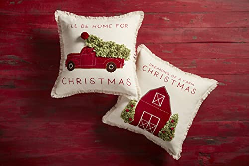 Mud Pie Christmas Appliqué Throw Pillow 18x18in, Festive Holiday Decor