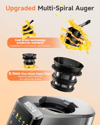 VCK Titanium Gray Cold Press Juicer with 5.12" Wide Feed Chute & High Juice Yield