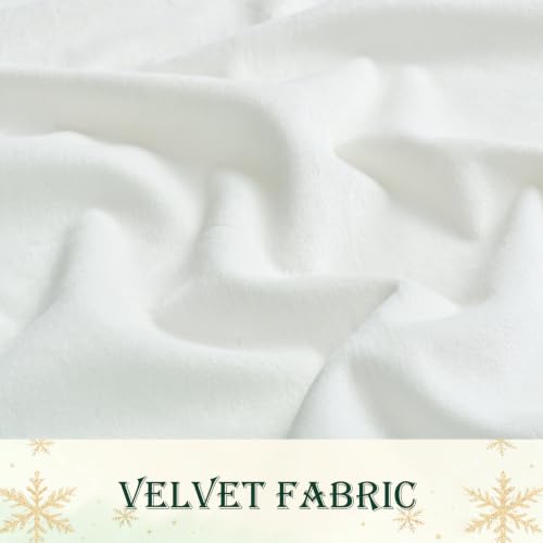 Christmas Tree Valance White Velvet with Red Fluffy Trim, 1 Panel