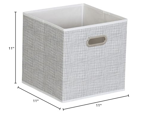 Household Essentials White Mix Set of 6 Open Fabric Cube Storage Bins, 11 x 11