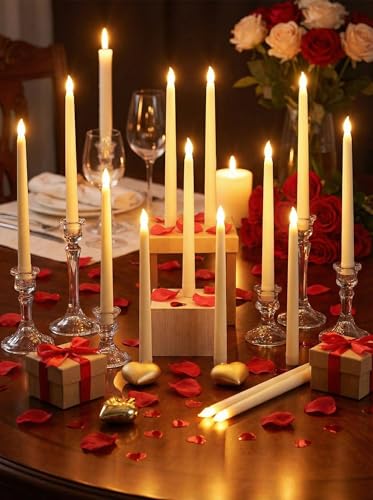 Flameless LED Taper Candles - Ivory 11 Inch, 48 Pack, Classic Style