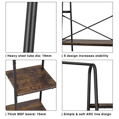 Finnhomy Heavy Duty Rustic Clothes Rack with 5 Wood Shelves - Black, 1 Rod