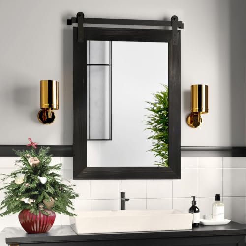 COGOOD Farmhouse Wall Mirror 30 x 22 Black Over Sink Rustic Industrial