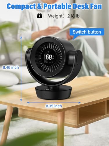 Incihic Black Pro Desk Fan with Remote, 100-Speed Oscillating Air Circulator