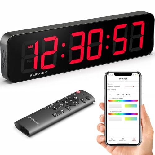 Large Digital Wall Clock with RGB Colors, Timer & Alarm - 15.2 Inch
