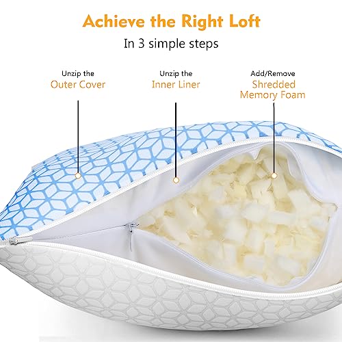 Love Attitude King Size Shredded Memory Foam Pillow Adjustable Cooling Support Bed Pillow